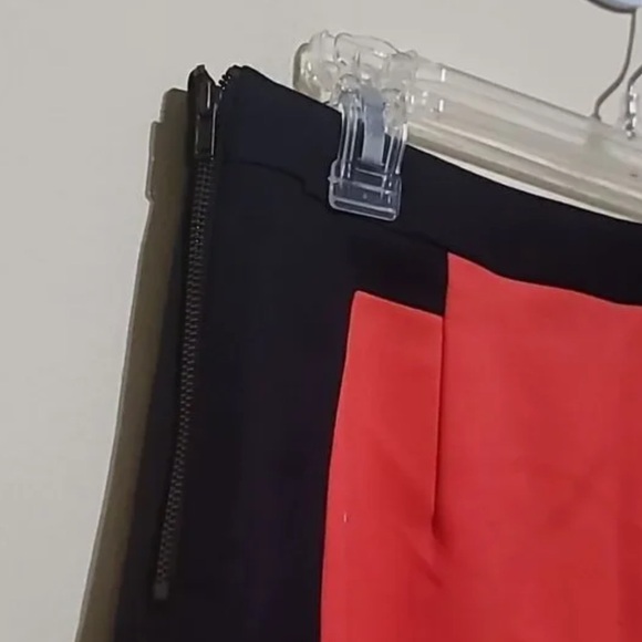 Worthington Size 14 Orange & Navy Color-Block Pencil Double Side Zippers Skirt - Picture 6 of 9